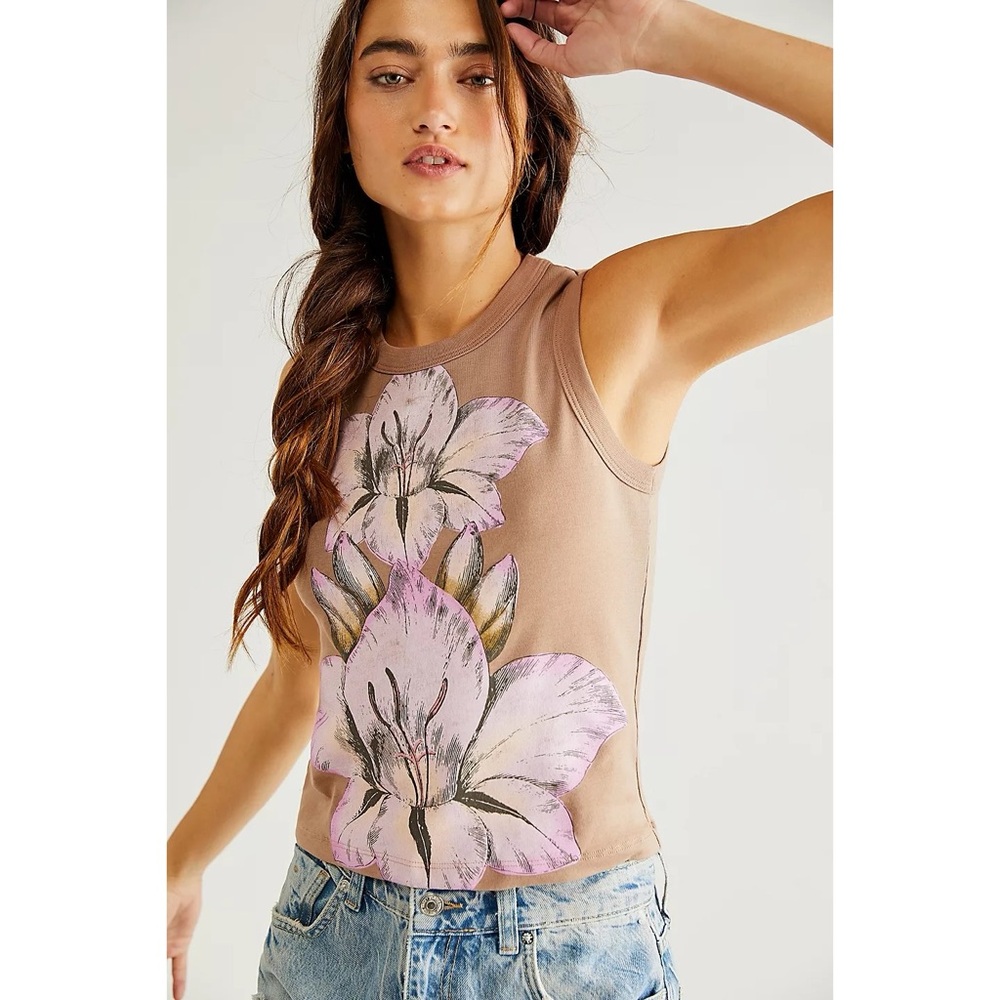 Daydreamer for Free People Blooming Floral Shrunken Tank Size L (Runs Small)